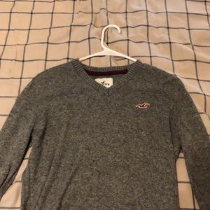 Hollister Gray/Red Men’s Long Sleeve Tee Emblem S